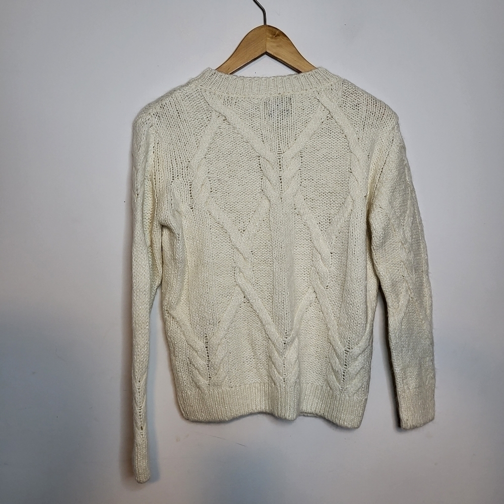 Massimo Dutti Cable Knit Mohair Wool Cream Sweater Size XS - Picture 6 of 12